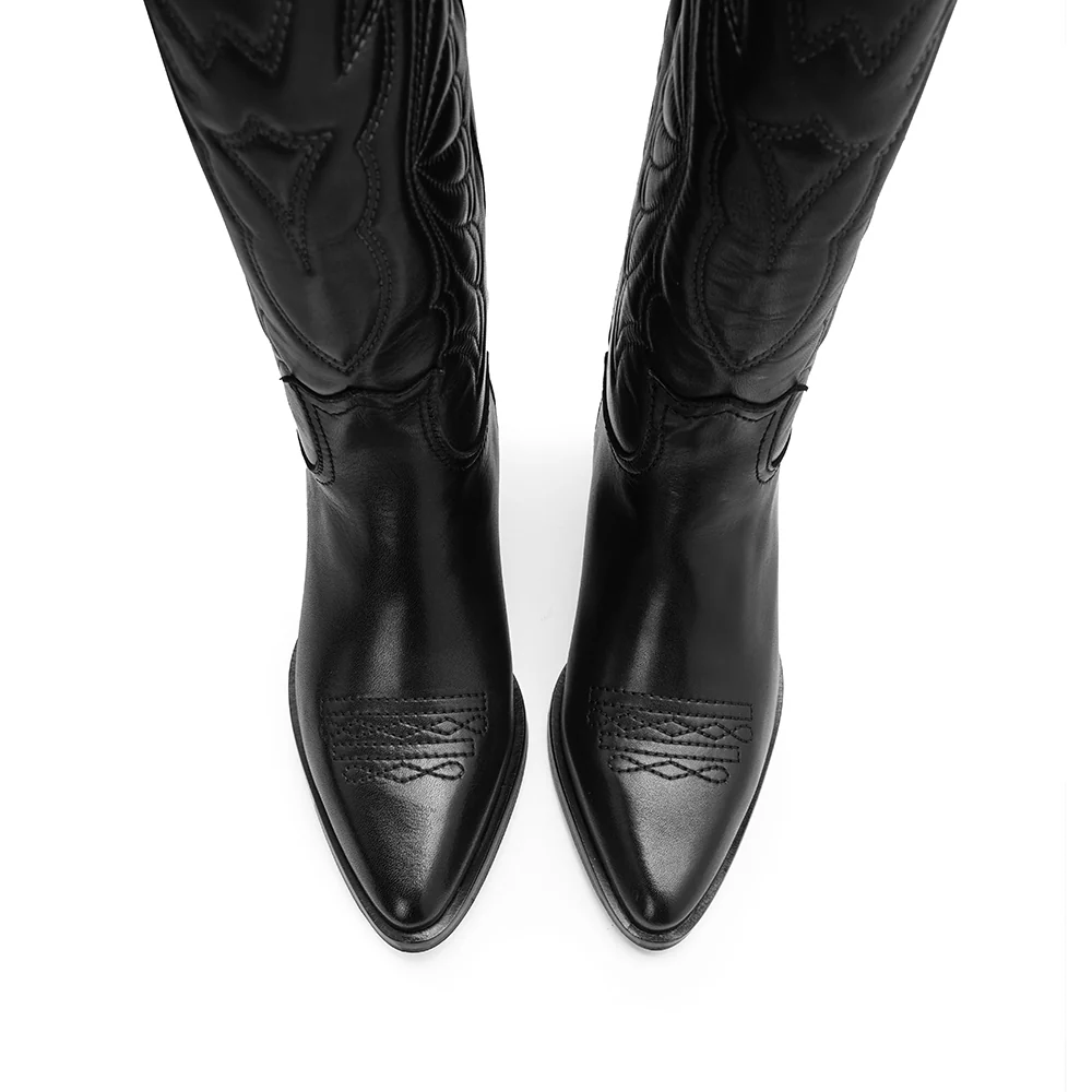 Bota Texana Mulher Pele Preto - Image 5