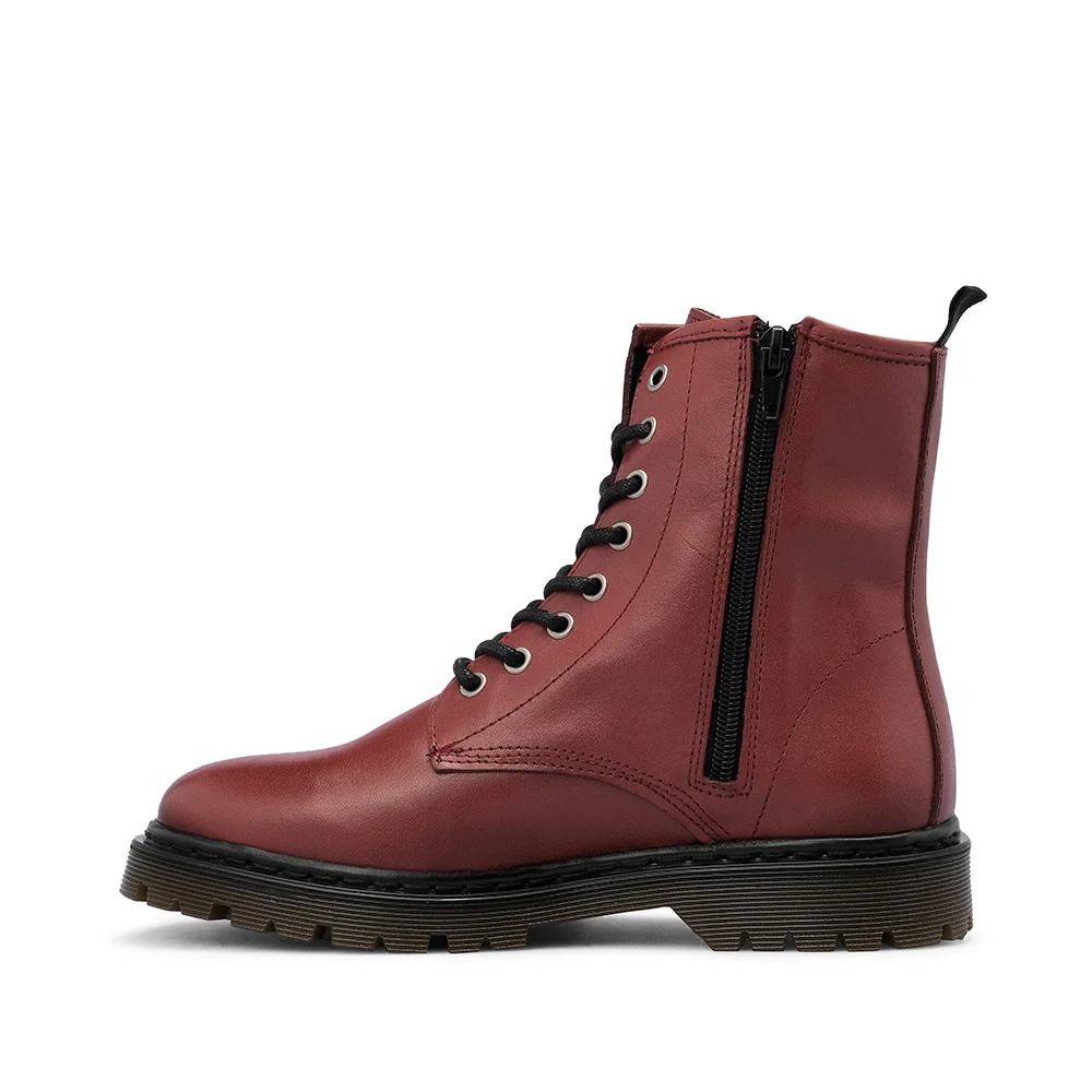 Botim Militar Mulher Pele Bordeaux - Image 2