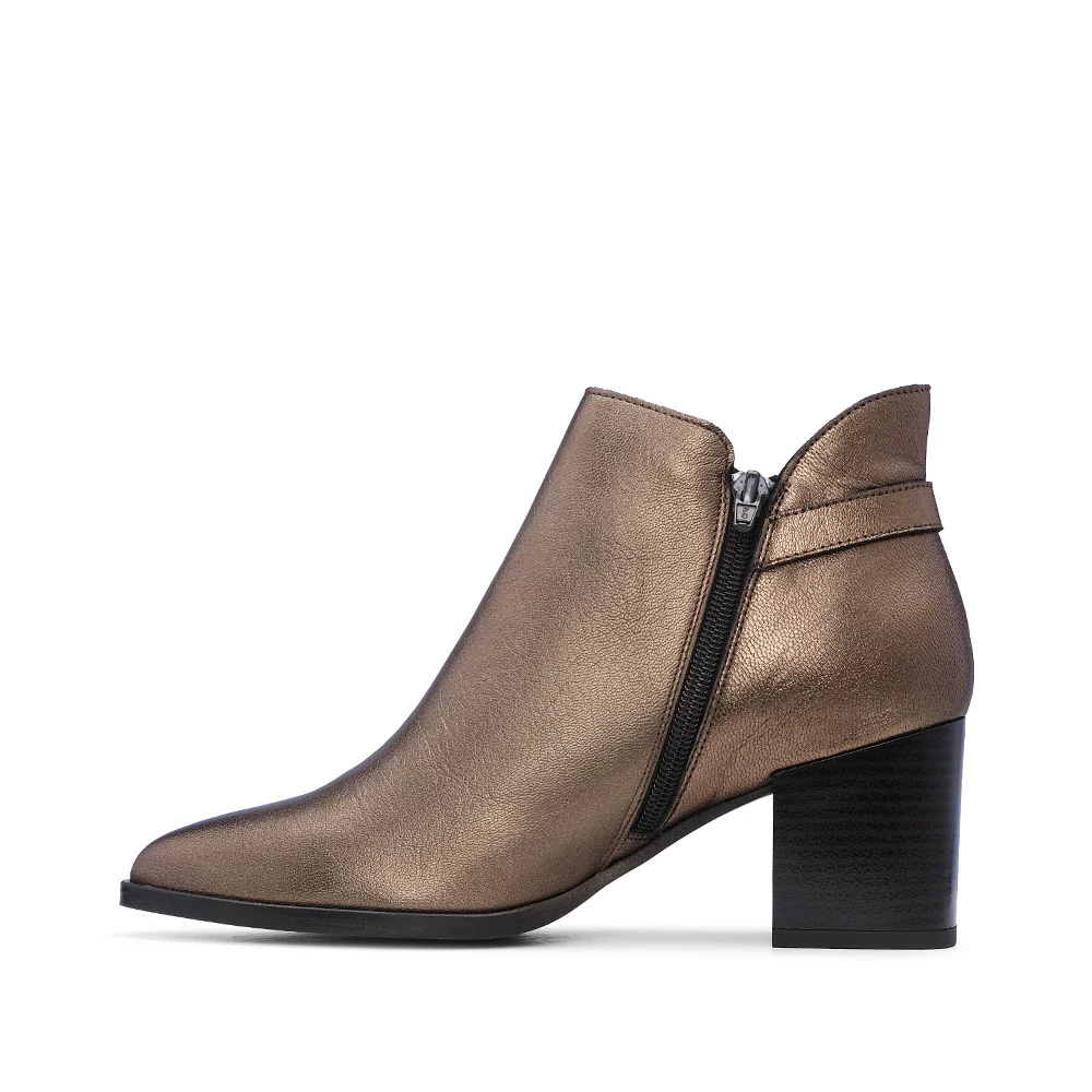 Botim Salto Alto Mulher Metalizado Bronze - Image 2
