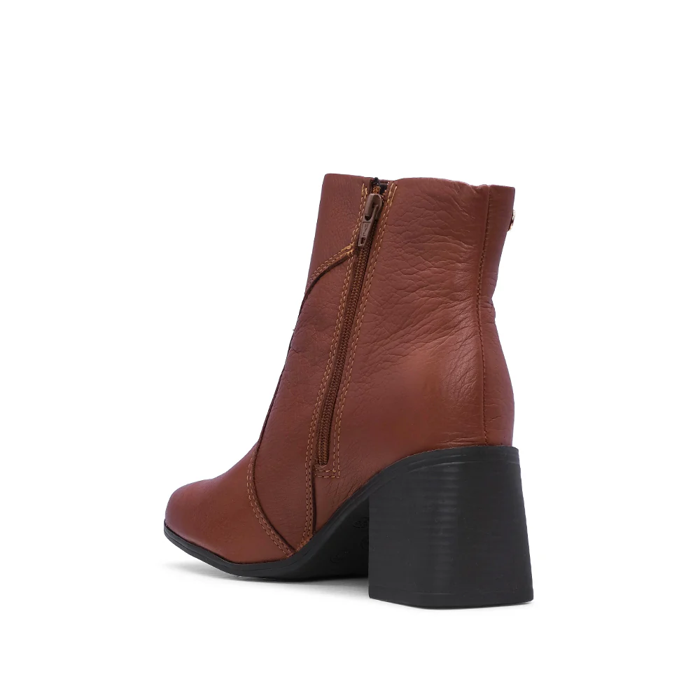 Botim Salto Alto Mulher Pele Cognac - Image 4