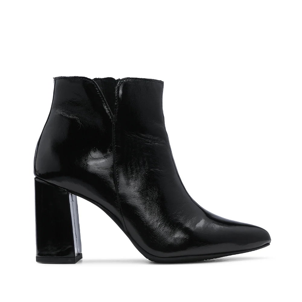 Botim Salto Alto Mulher Verniz Preto