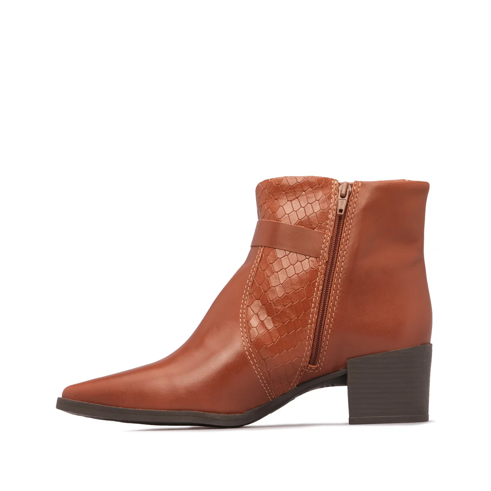 Botim Salto Médio Mulher Pele Cognac - Image 2