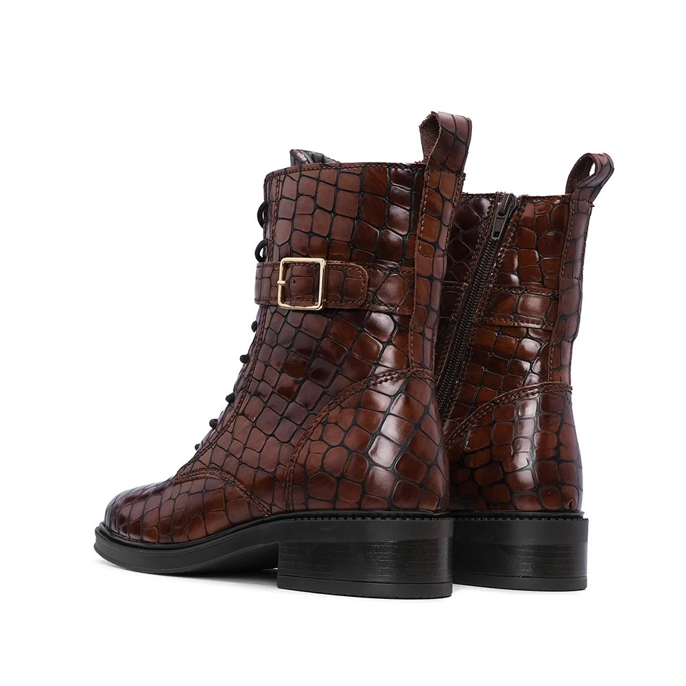 Botim Salto Raso Mulher Animal Print Camel - Image 4