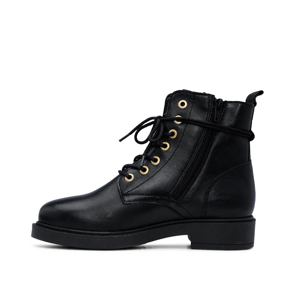 Botim Salto Raso Mulher Pele Preto - Image 2