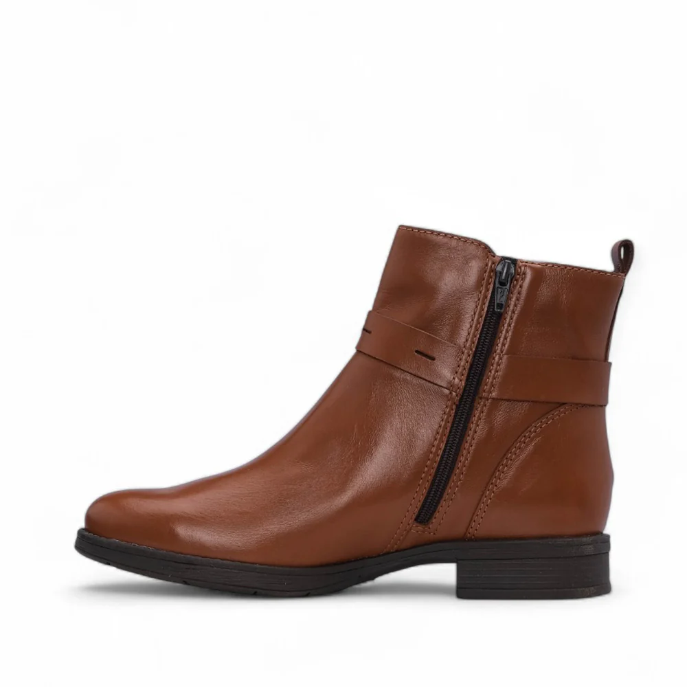 Botim Salto Raso Mulher Pele Cognac - Image 2
