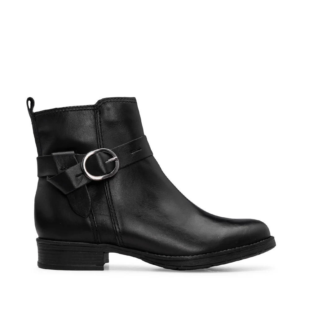 Botim Salto Raso Mulher Pele Preto