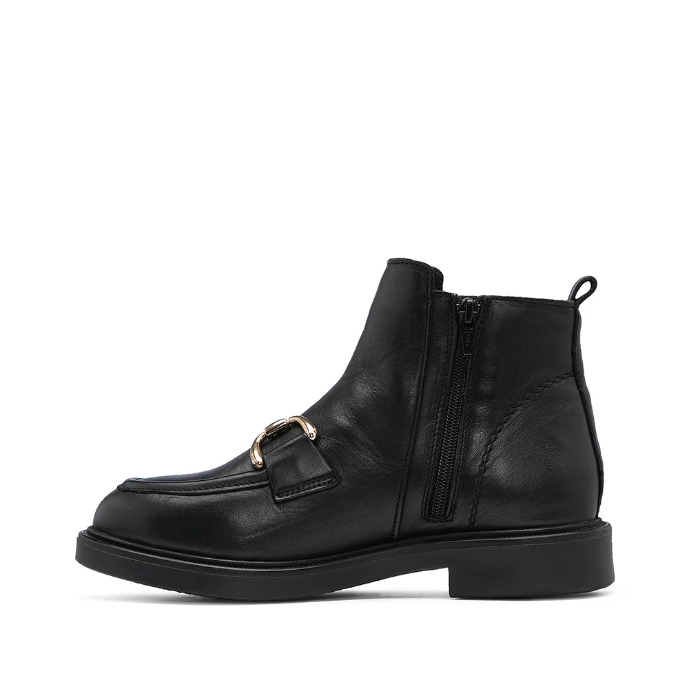 Botim Salto Raso Mulher Pele Preto - Image 2