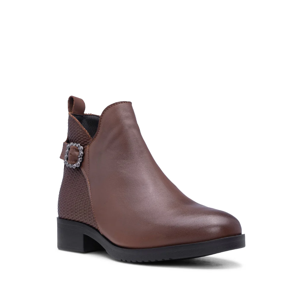Botim Salto Raso Mulher Pele Camel - Image 3