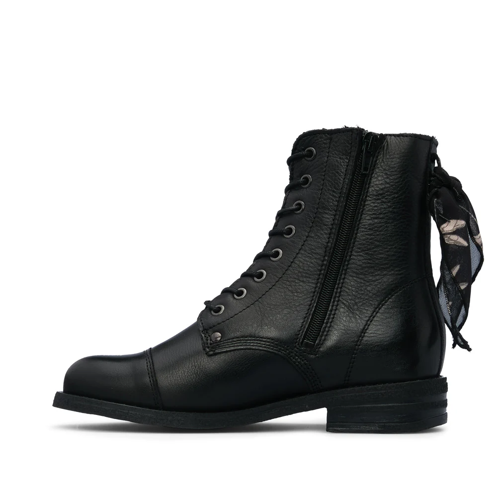 Botim Salto Raso Mulher Pele Preto - Image 2