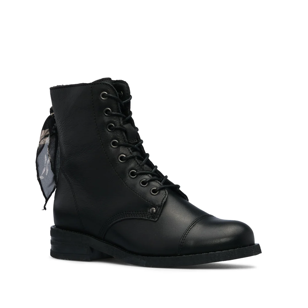 Botim Salto Raso Mulher Pele Preto - Image 3