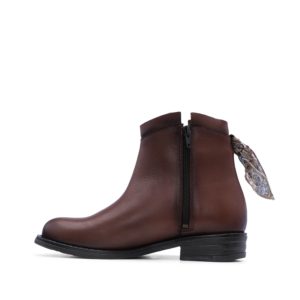 Botim Salto Raso Mulher Pele Camel - Image 2