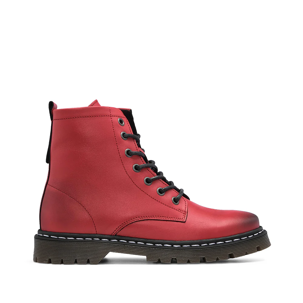 Botim Salto Raso Mulher Pele Vermelho