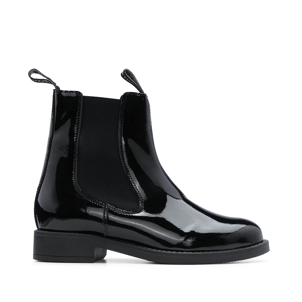 Botim Salto Raso Mulher Verniz Preto