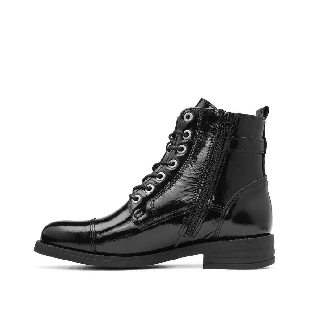 Botim Salto Raso Mulher Verniz Preto - Image 2