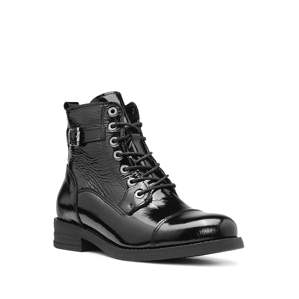 Botim Salto Raso Mulher Verniz Preto - Image 3