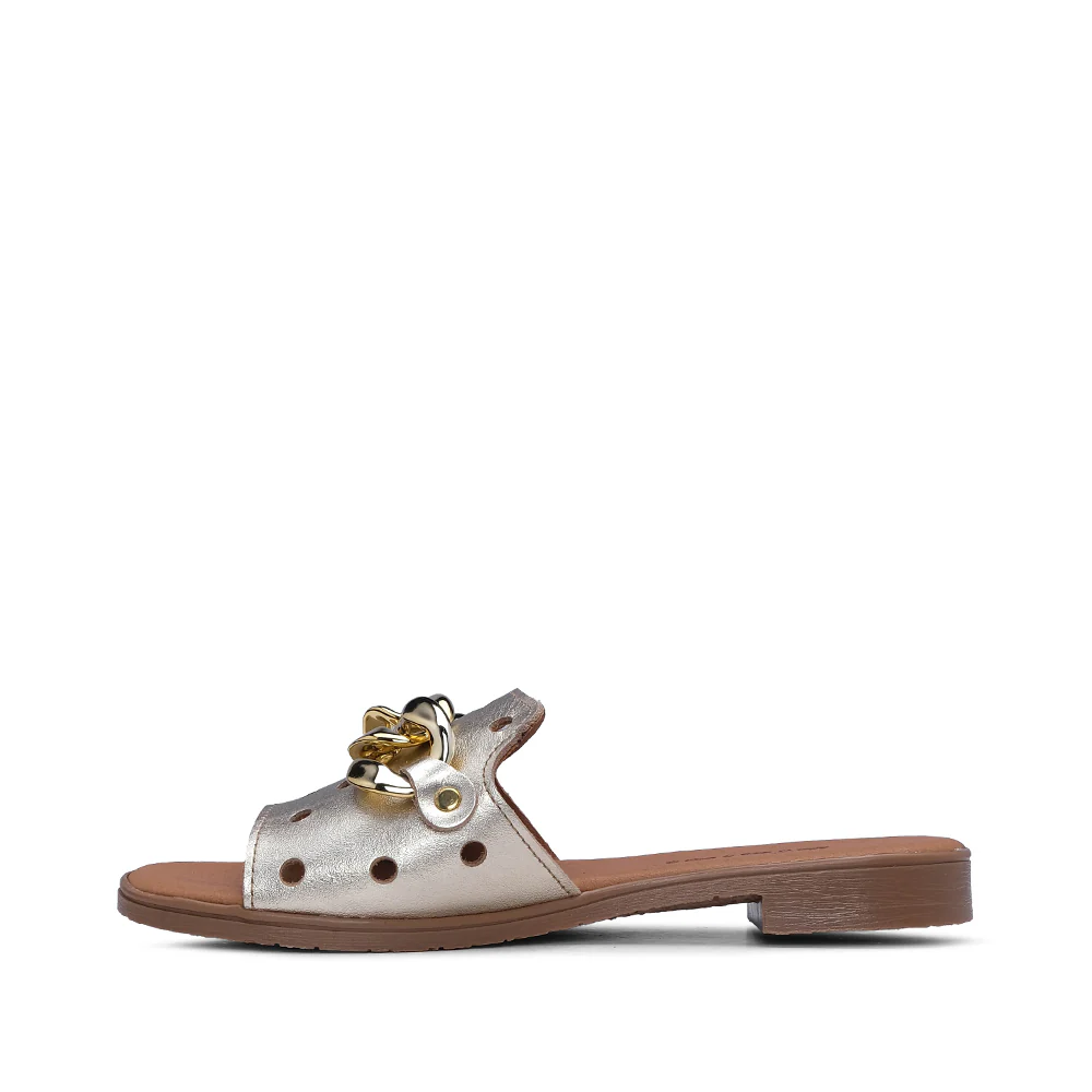 Chinelo Casual de Mulher Com Aplicação Metálica Dourado - Image 2