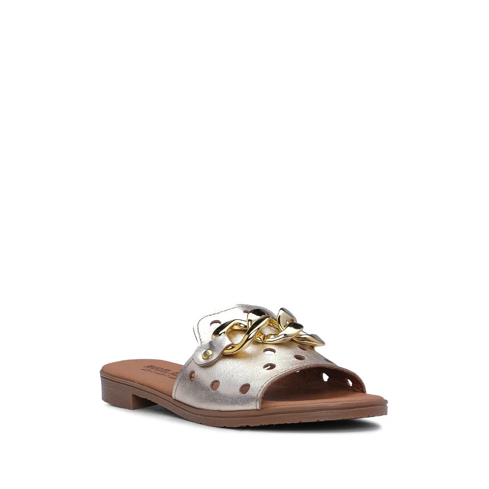 Chinelo Casual de Mulher Com Aplicação Metálica Dourado - Image 3