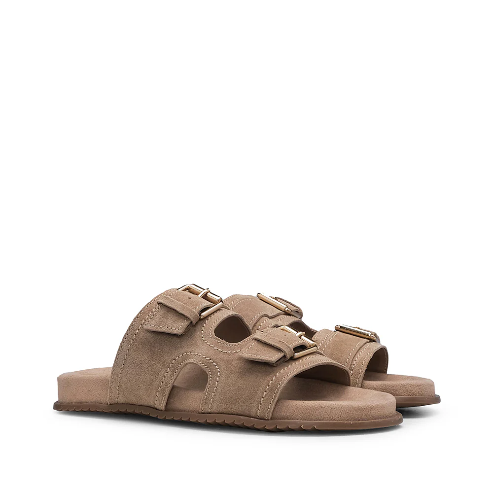 Chinelo Casual Mulher Camurça Bege - Image 2
