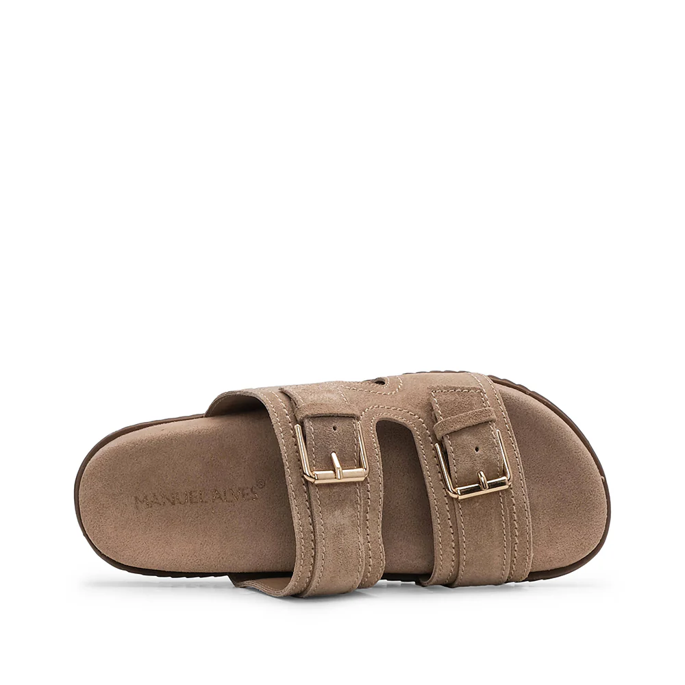 Chinelo Casual Mulher Camurça Bege - Image 4