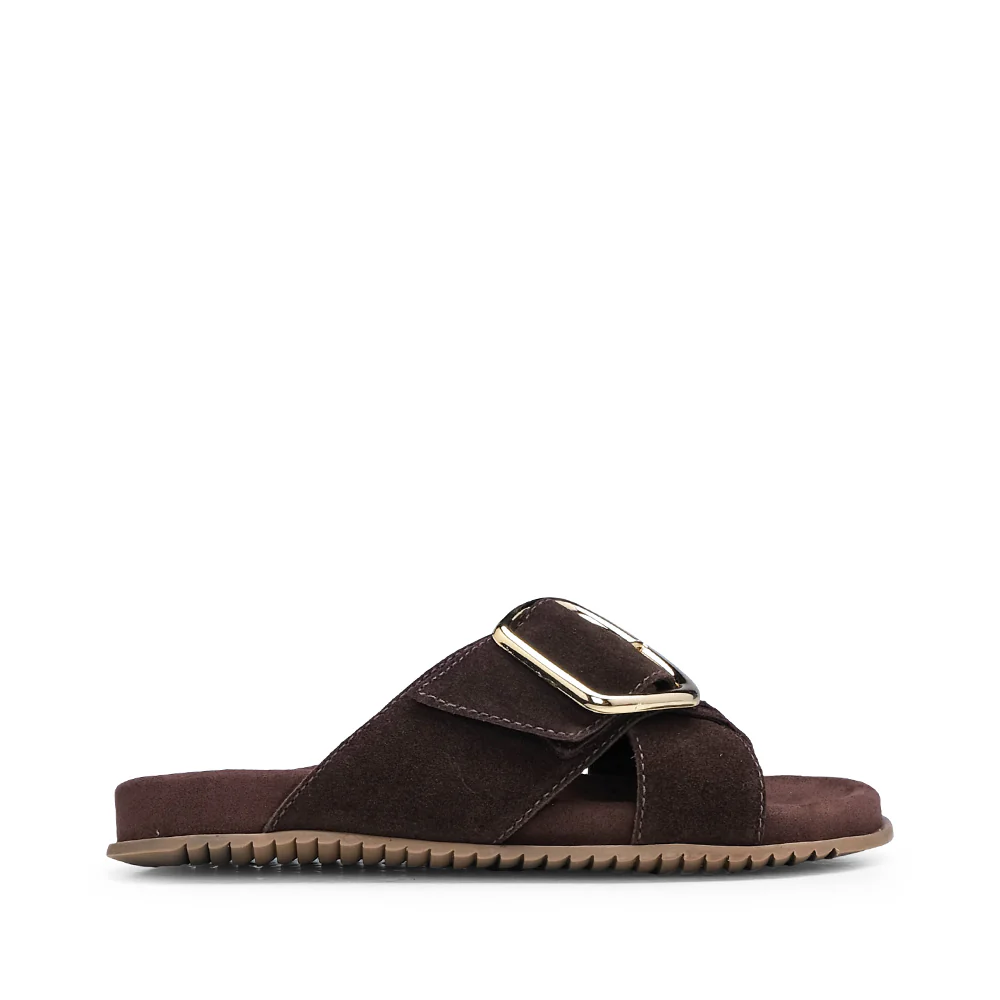 Chinelo Casual Mulher Camurça Castanho - Image 2