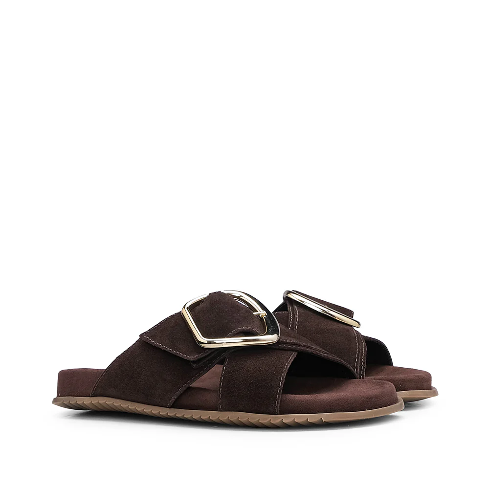 Chinelo Casual Mulher Camurça Castanho - Image 3