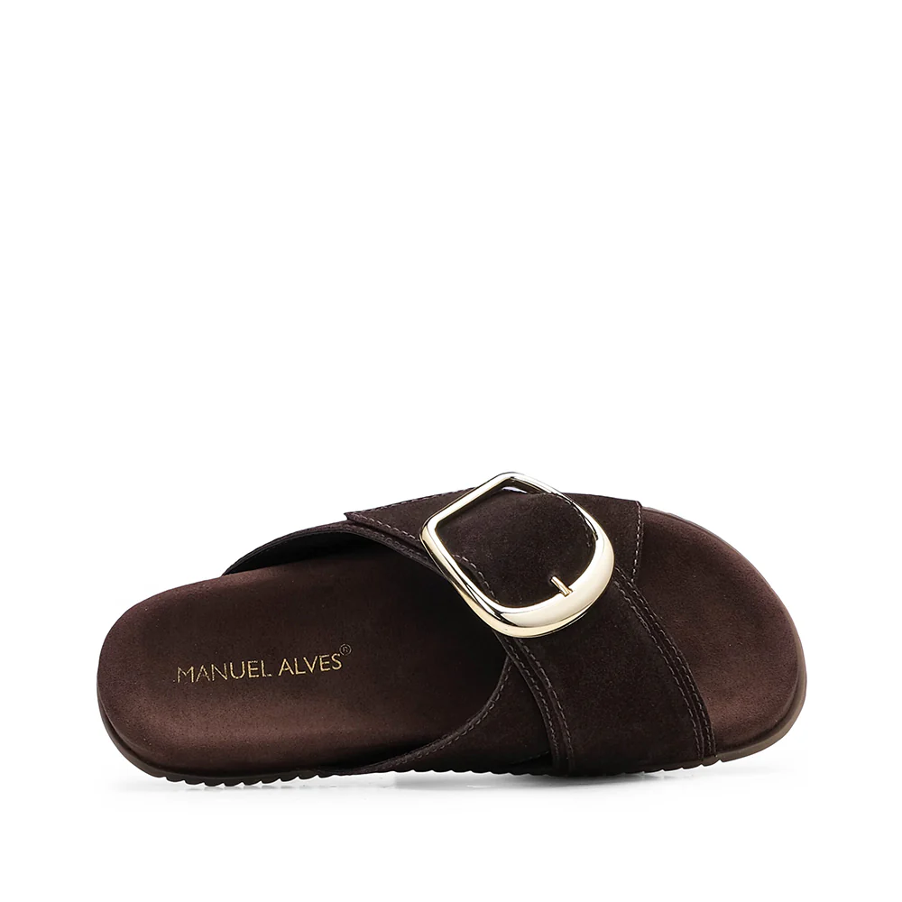 Chinelo Casual Mulher Camurça Castanho - Image 5