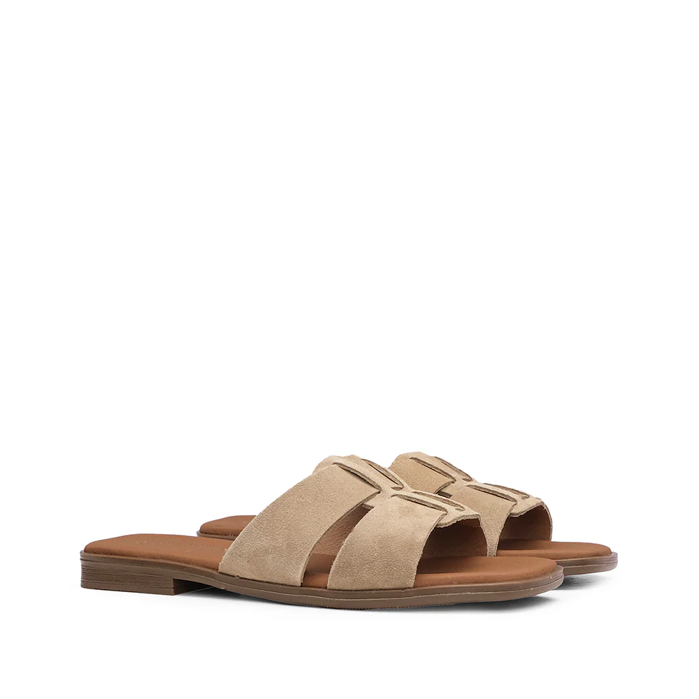 Chinelo Casual Mulher Camurça Bege - Image 3