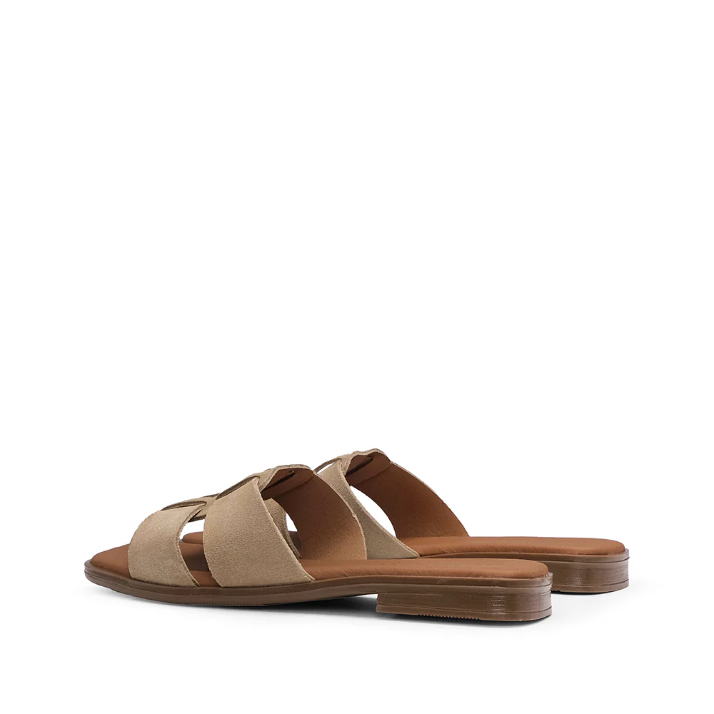 Chinelo Casual Mulher Camurça Bege - Image 4