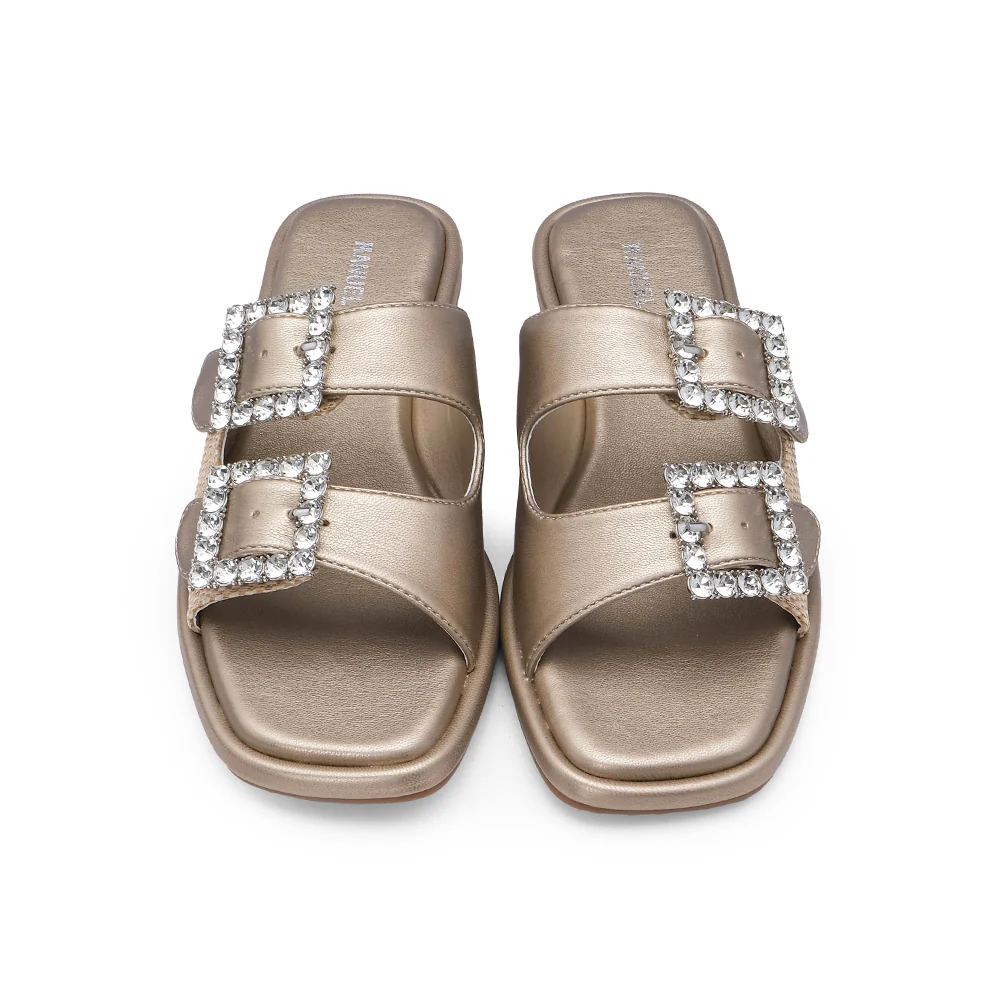 Chinelo Casual Mulher Pele Sintética Dourado - Image 6
