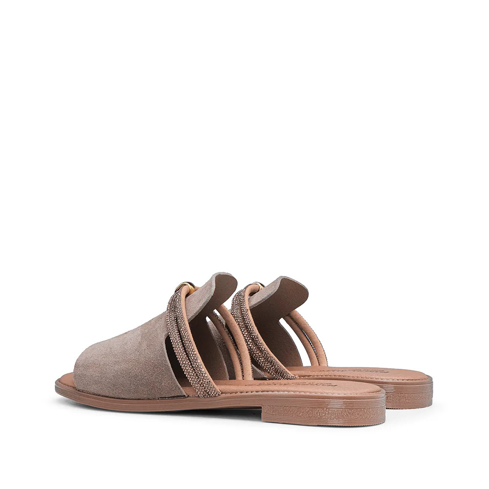 Chinelo Com Glitter Casual Mulher Camurça Taupe - Image 3