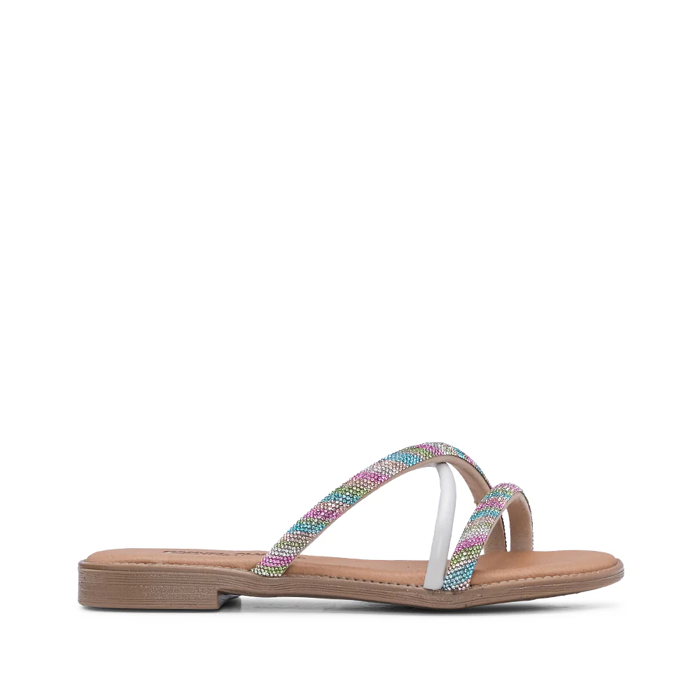 Chinelo Com Glitter Casual Mulher Pele  Multicolor