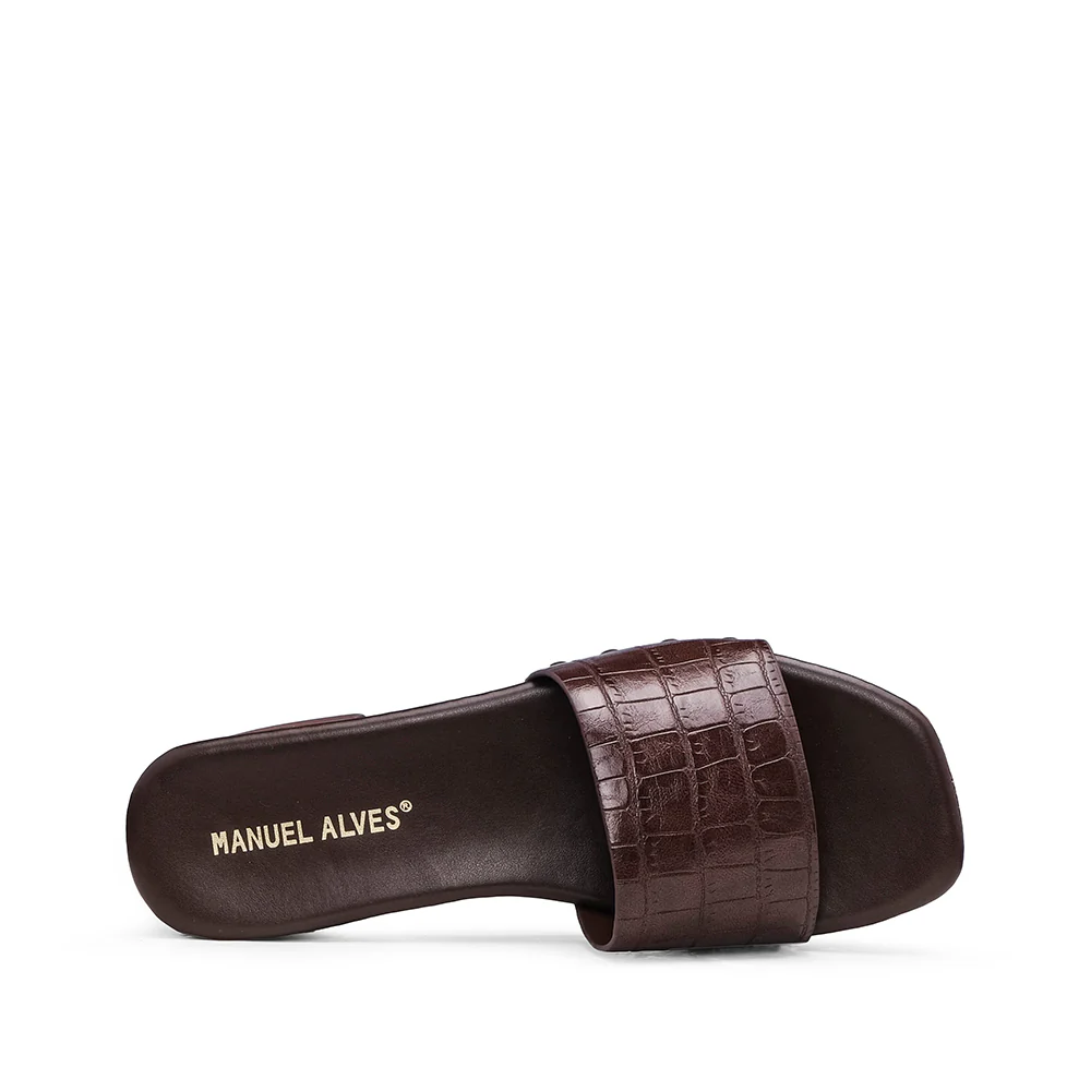 Chinelo Salto Médio Mulher Animal Print Castanho - Image 4