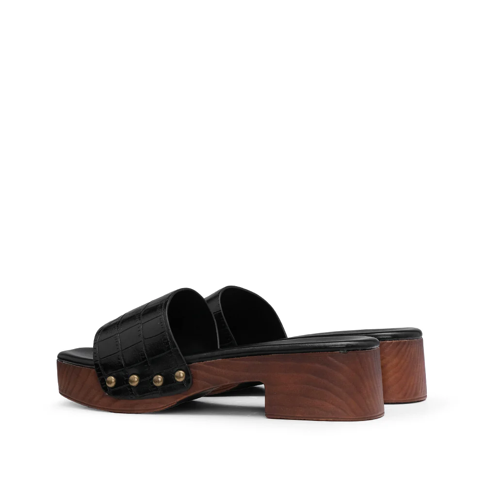Chinelo Salto Médio Mulher Animal Print Preto - Image 3