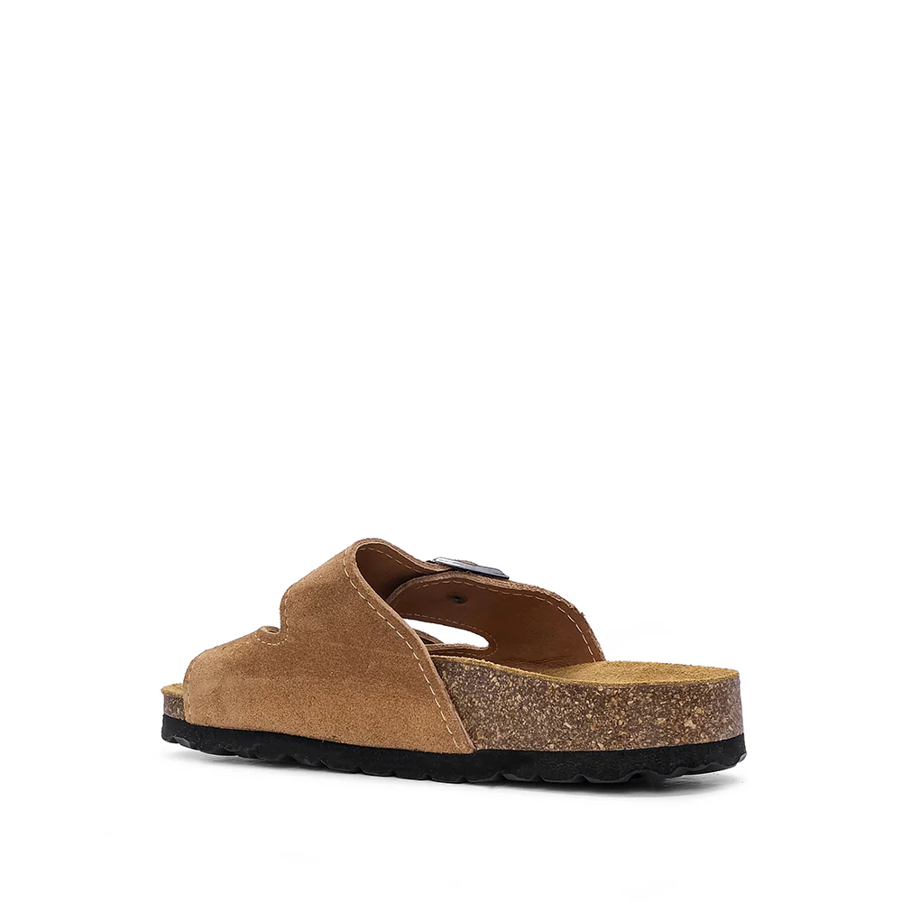 Chinelo Salto Raso Mulher Camurça Camel - Image 4