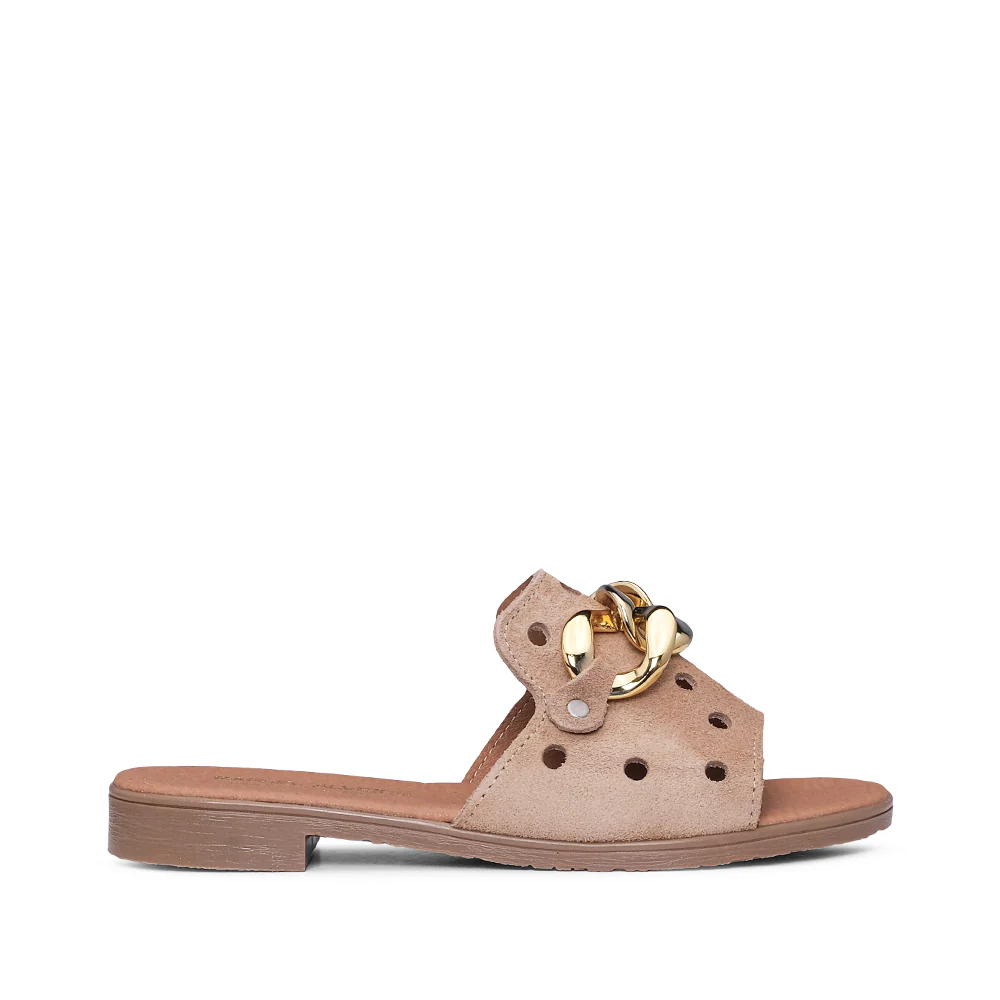 Chinelo Salto Raso Mulher Camurça Taupe