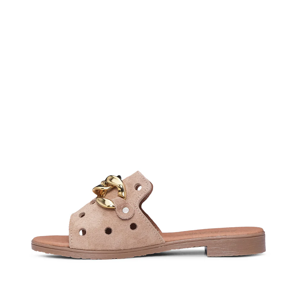 Chinelo Salto Raso Mulher Camurça Taupe - Image 2