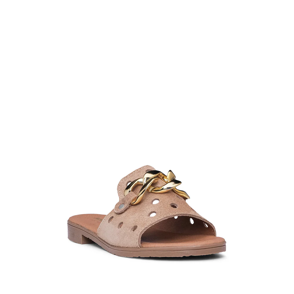 Chinelo Salto Raso Mulher Camurça Taupe - Image 3