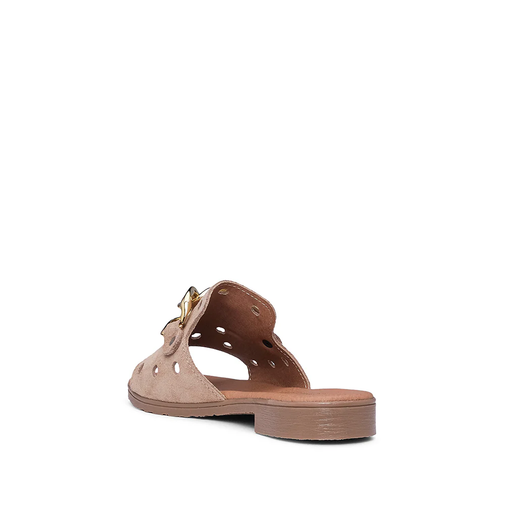 Chinelo Salto Raso Mulher Camurça Taupe - Image 4