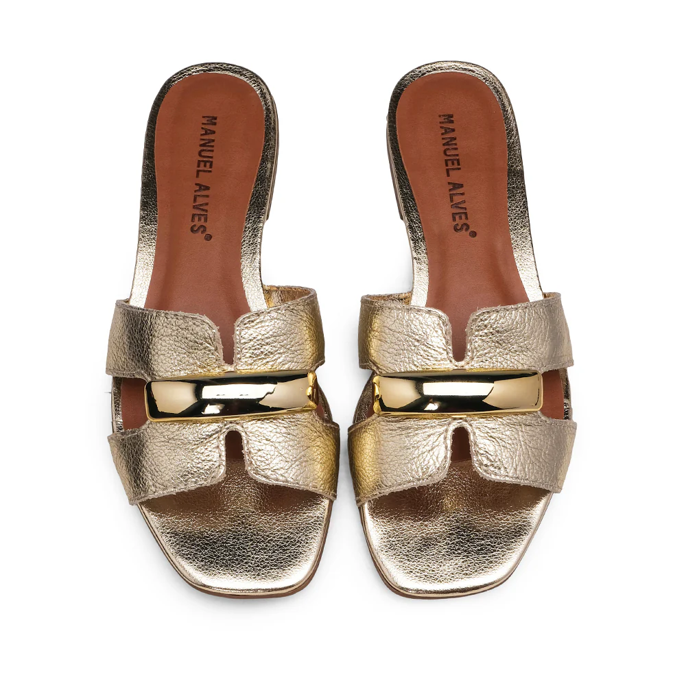 Chinelo Salto Raso Mulher Metalizado Dourado - Image 5