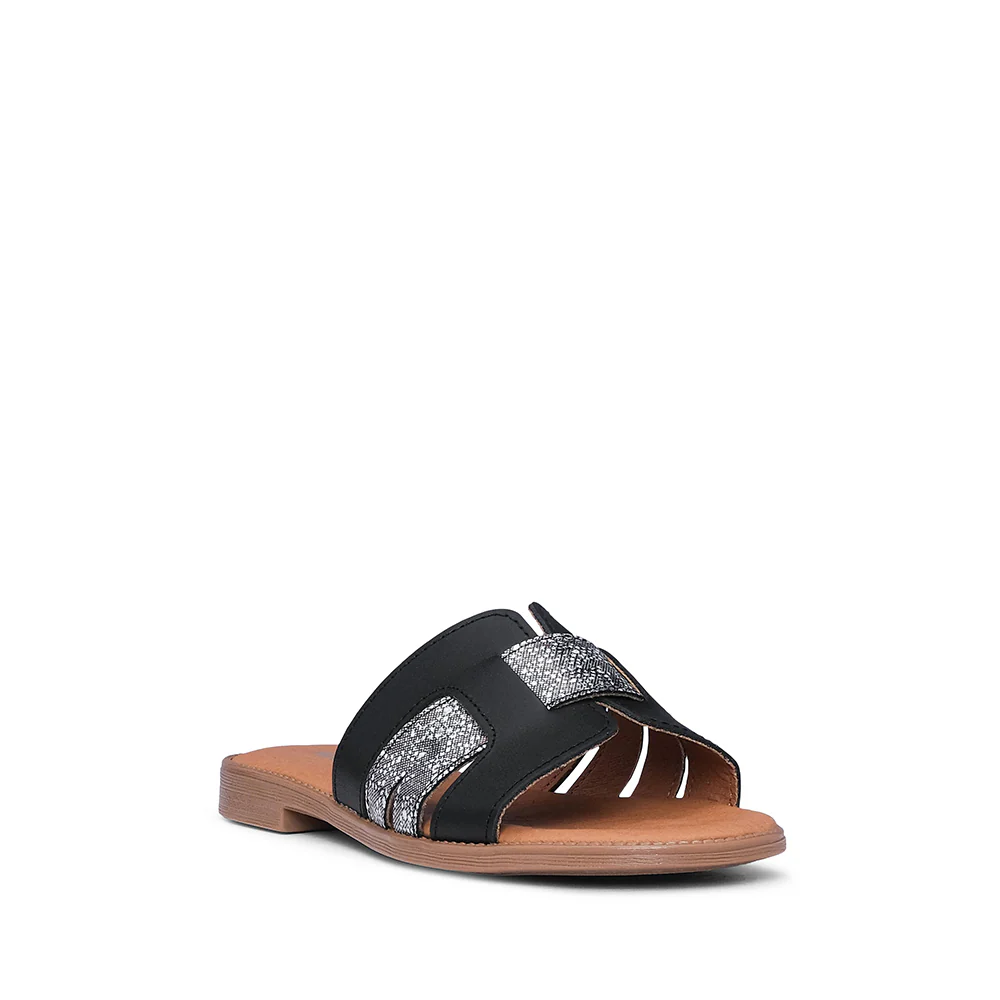 Chinelo Salto Raso Mulher Pele Preto - Image 3