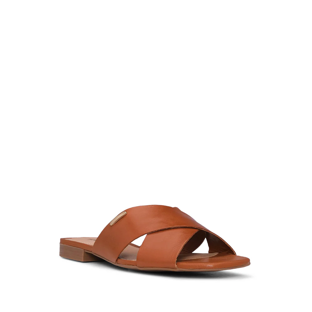 Chinelo Salto Raso Mulher Pele Camel - Image 3