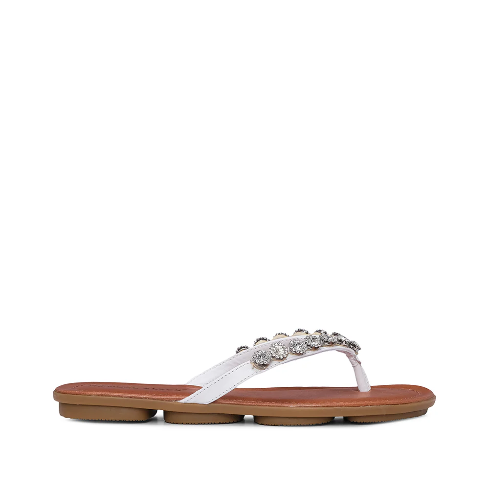 Chinelo Salto Raso Mulher Pele Branco