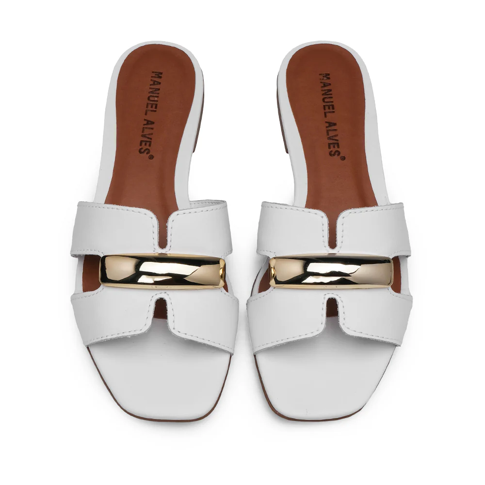 Chinelo Salto Raso Mulher Pele Branco - Image 5