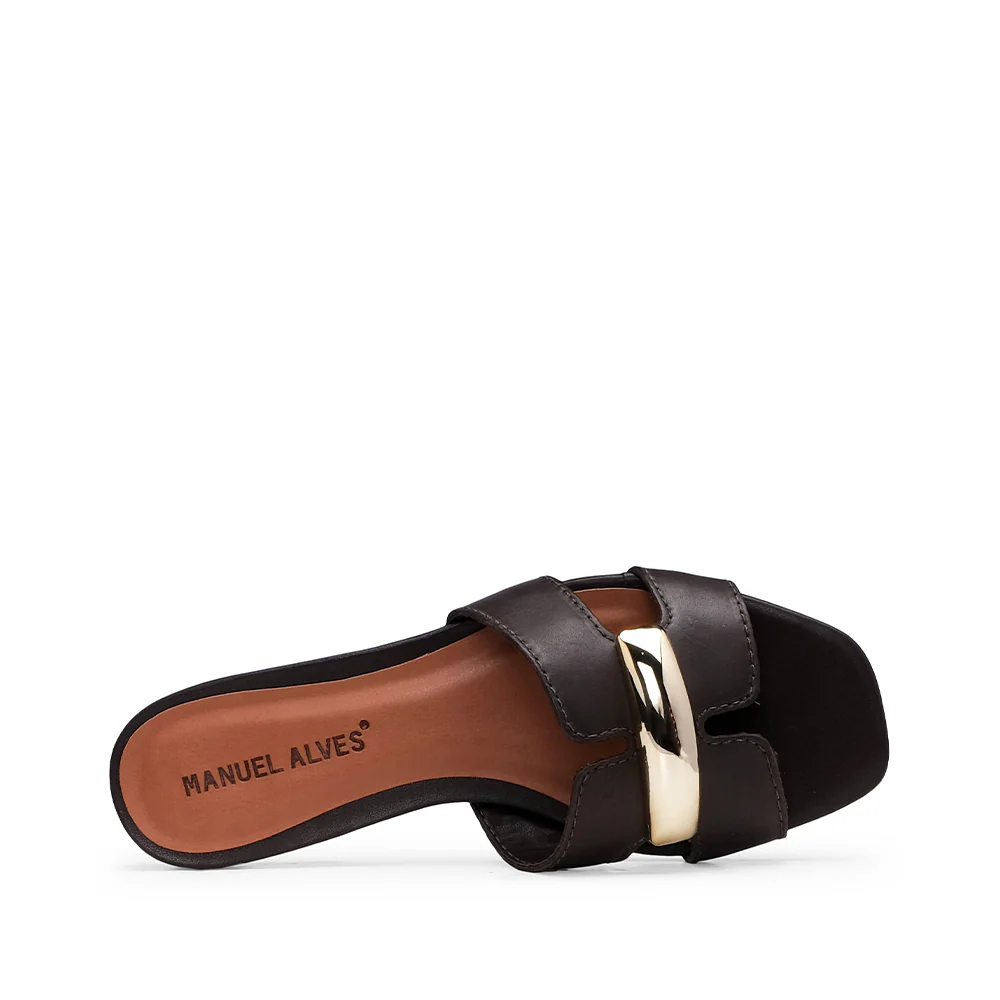 Chinelo Salto Raso Mulher Pele Castanho - Image 4