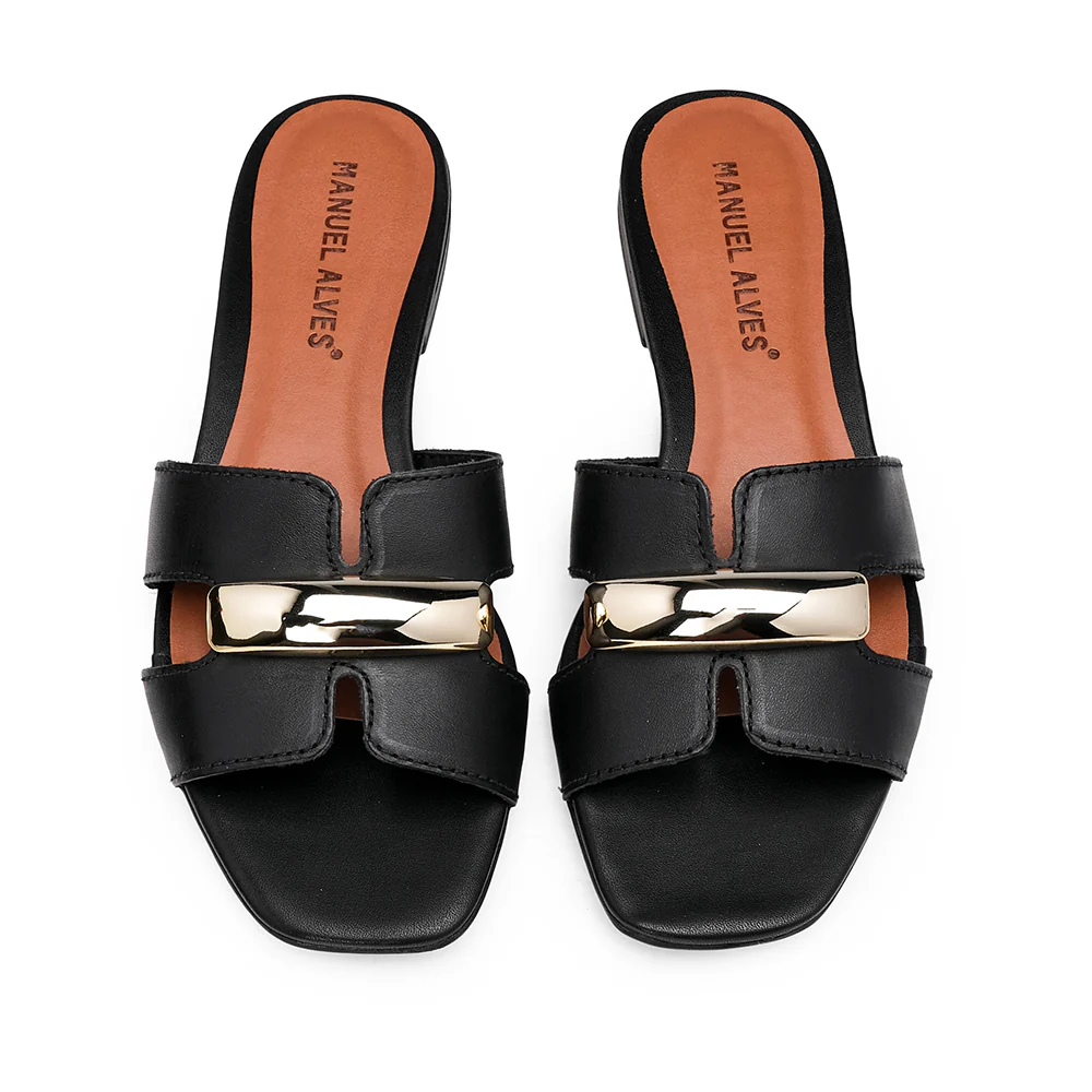Chinelo Salto Raso Mulher Pele Preto - Image 5