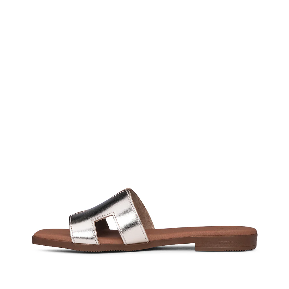Chinelo Salto Raso Mulher Pele Champagne - Image 2