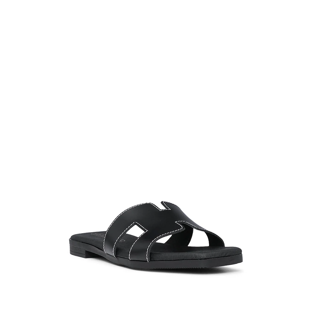 Chinelo Salto Raso Mulher Pele Preto - Image 3