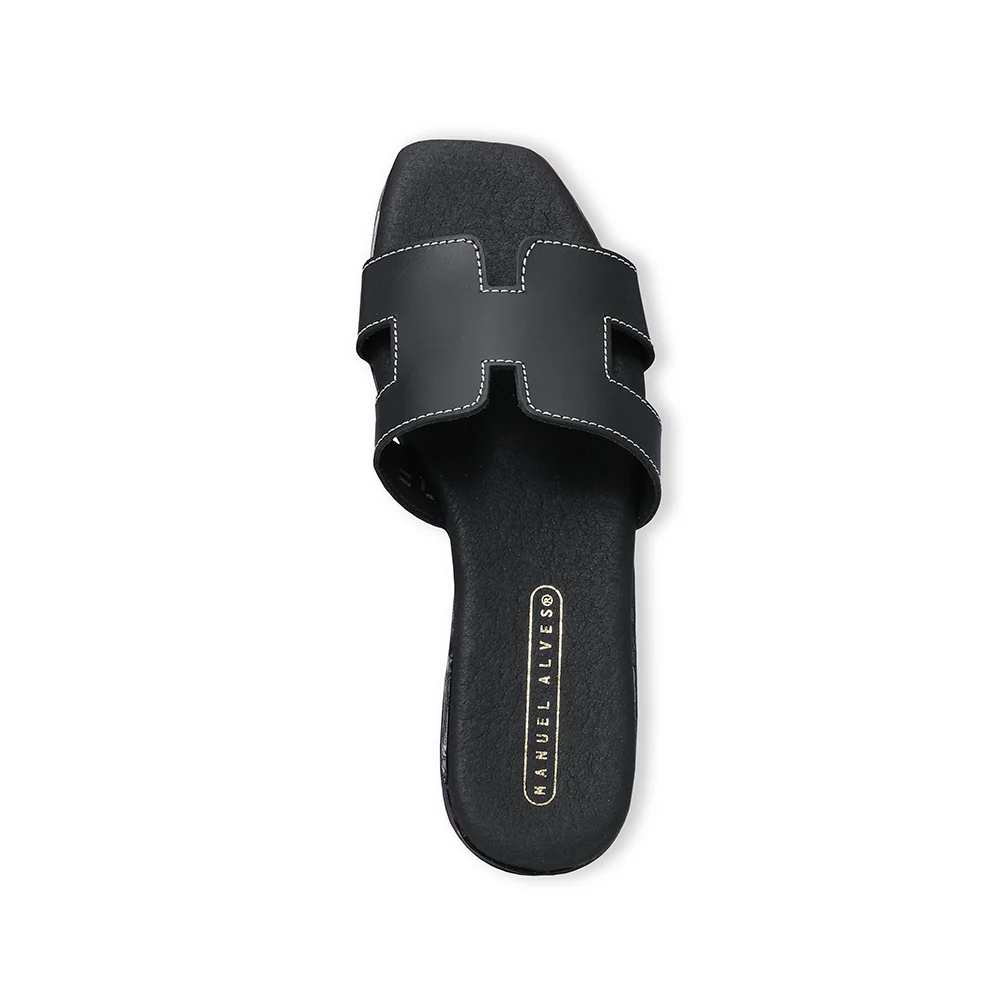 Chinelo Salto Raso Mulher Pele Preto - Image 5