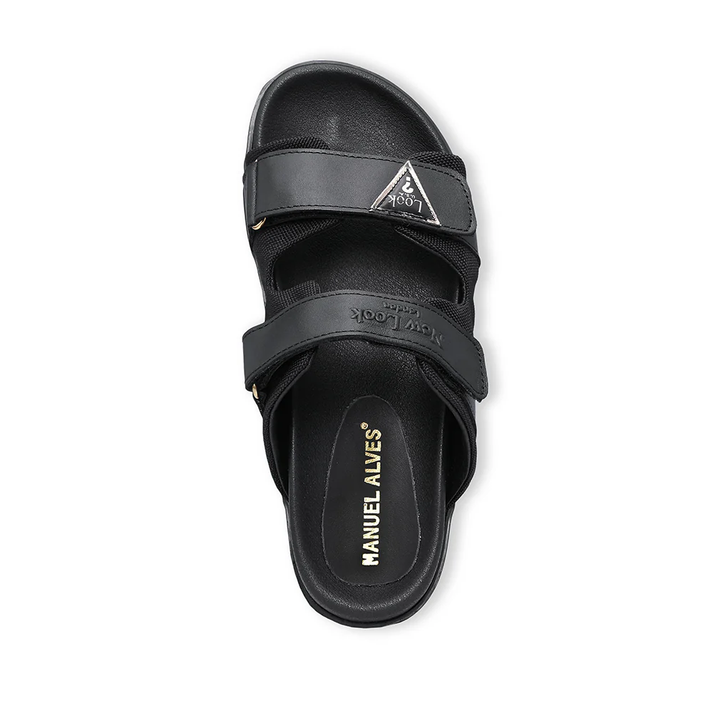 Chinelo Salto Raso Mulher Pele Preto - Image 5