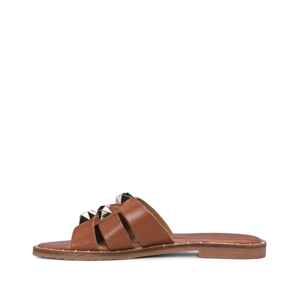 Chinelo Salto Raso Mulher Pele Sintética Camel - Image 2